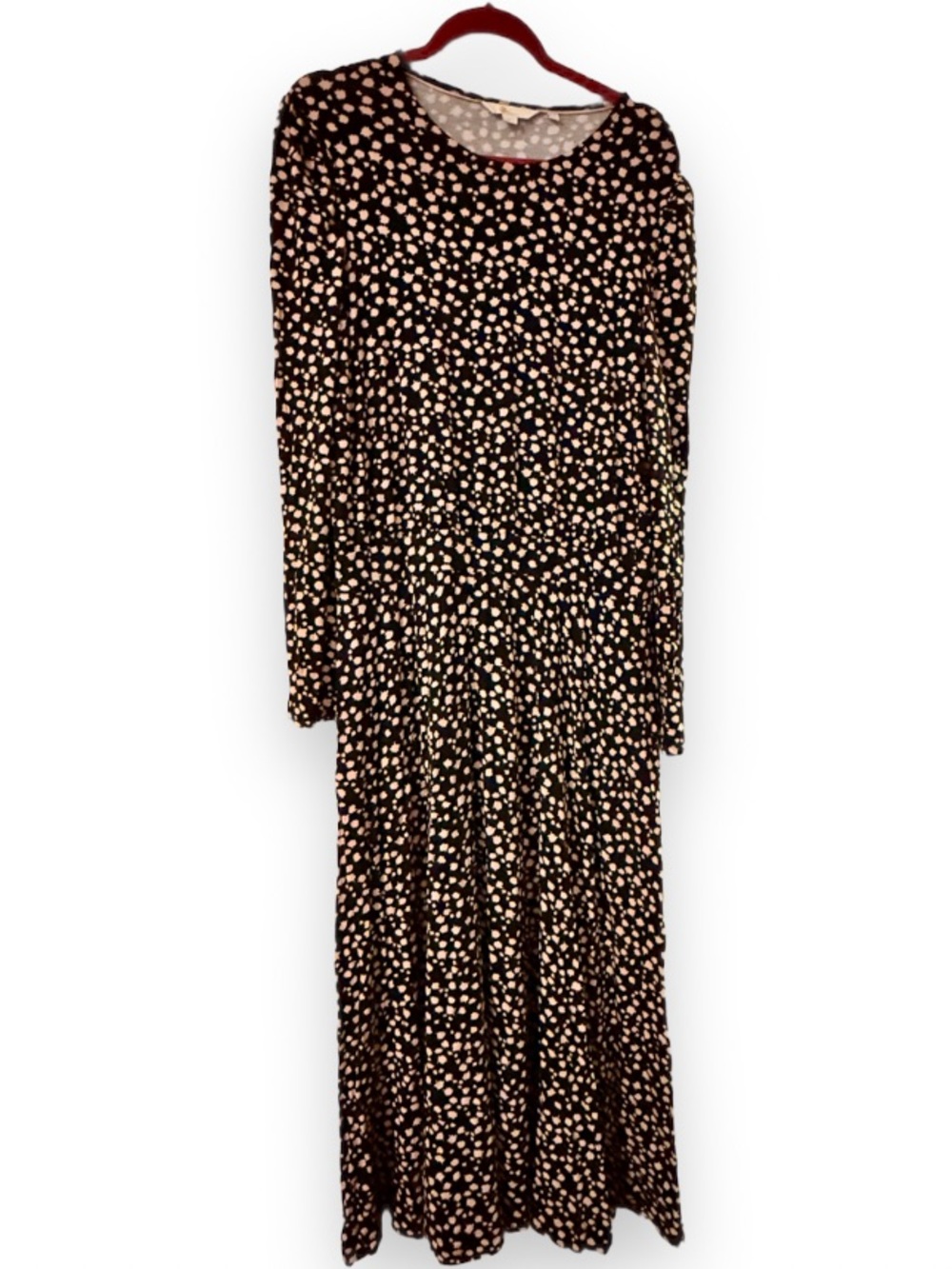 BODEN Long Sleeve Black Maxi Skirt with light pink Print